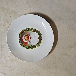 Norman Rockwell Santa Claus St. Nicholas Christmas Holiday Cookie Plate Holly